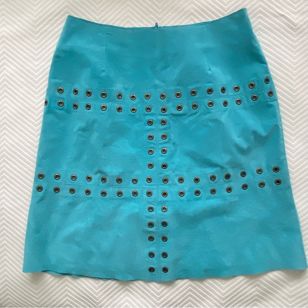Bagatelle 90’s vintage suede leather turquoise studded grommet skirt siz…
